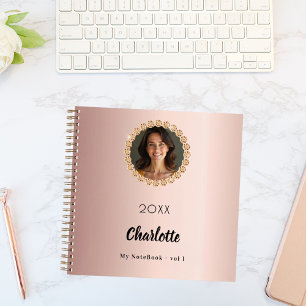 Cuaderno Rosa de diamantes con fotografía de oro