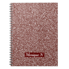 Cuaderno Rosa de diseño purpurina Monograma Gold