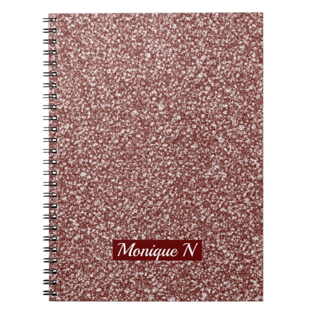 Cuaderno Rosa de diseño purpurina Monograma Gold (Frente)