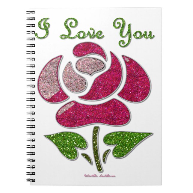 Cuaderno Rosa de esténcil rosa te amo (Frente)