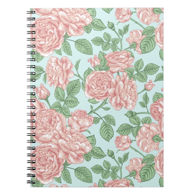 Cuaderno Rosa de flores rosadas patrón de Bouquet Garden (Frente)