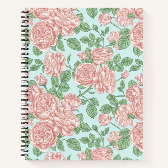 Cuaderno Rosa de flores rosadas patrón de Bouquet Garden (Anverso)
