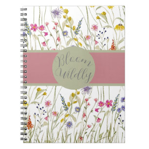 Cuaderno Rosa de flores silvestres acuáticas y salvaje flor