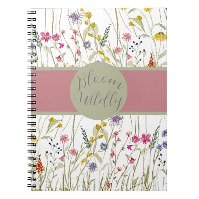 Cuaderno Rosa de flores silvestres acuáticas y salvaje flor (Frente)