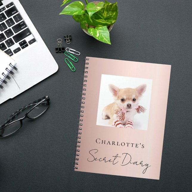 Cuaderno Rosa de foto de mascota de perro diario (Subido por el creador)