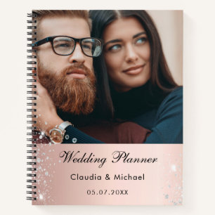 Cuaderno rosa de fotografía boda purpurina novia