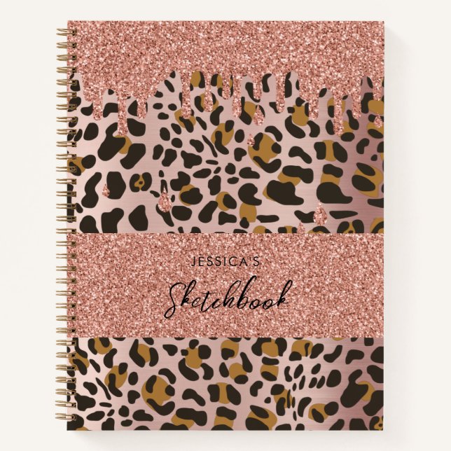 Cuaderno Rosa de impresión de animales leopardo Perforacion (Anverso)