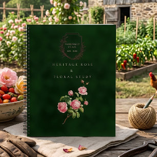 Cuaderno Rosa de jardín vintage Heritage Dark Green
