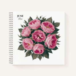 Cuaderno Rosa de junio: Bloom de cumpleaños personalizado