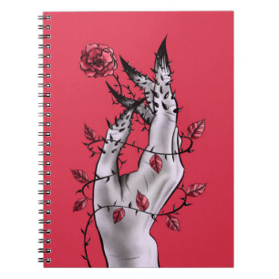 Cuaderno Rosa de mano espeluznante tiembla rojo macabro