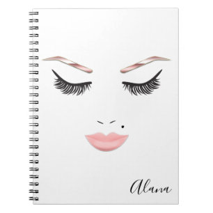 Cuaderno Rosa De Maquillaje De Oro Face Eyebrows Lips Glam 