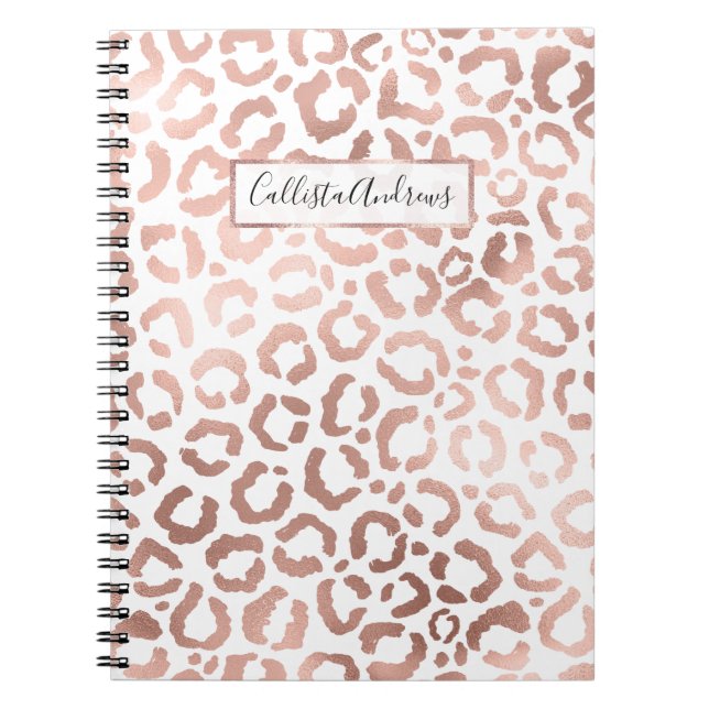 Cuaderno Rosa de moda Leopardo de oro Impresión de animales (Frente)