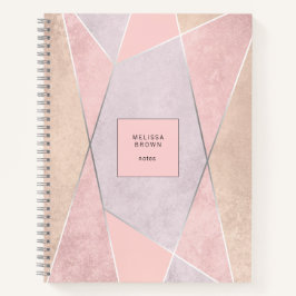 Cuaderno Rosa de moda Oro Geométrico Moderno Plata Rosa