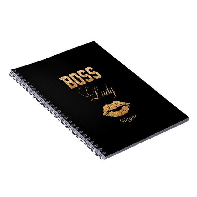 Cuaderno Rosa de moda Purpurina Oro JEFE - Tipografía Lady (Lado Derecho)