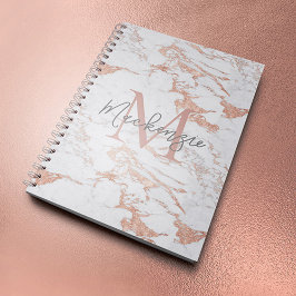 Cuaderno Rosa de moda Relieve metalizado dorado Mármol Mono