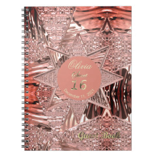 Cuaderno Rosa de Oro del dulce 16 cumpleaños del libro de