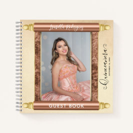 Cuaderno Rosa de Oro Foto de invitado Quinceañera