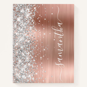 Cuaderno Rosa de oro Glam Girly, Purpurina de Plata espumos