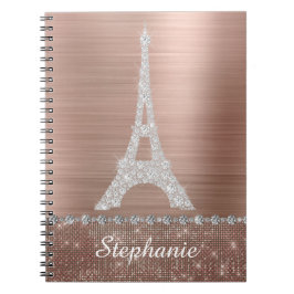 Cuaderno Rosa de oro personalizado de la esparkle de diaman