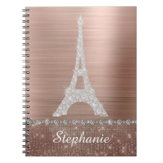 Cuaderno Rosa de oro personalizado de la esparkle de diaman