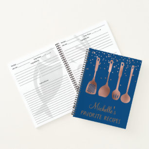 Cuaderno Rosa de Oro Receta de Cookbook Utensils Confetti