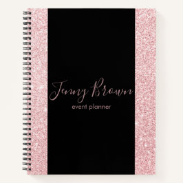 Cuaderno rosa de oro y purpurina elegante guión