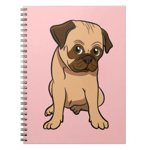 Cuaderno rosa de pug de dibujos animados regalo de