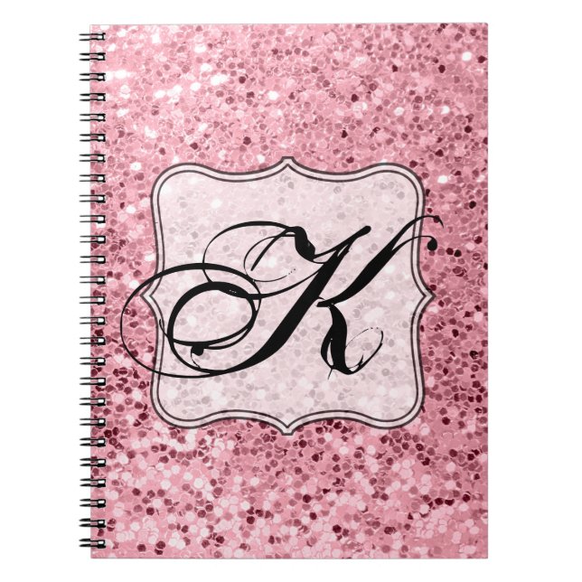 Cuaderno Rosa de Purpurina de oro de notas personalizadas (Frente)