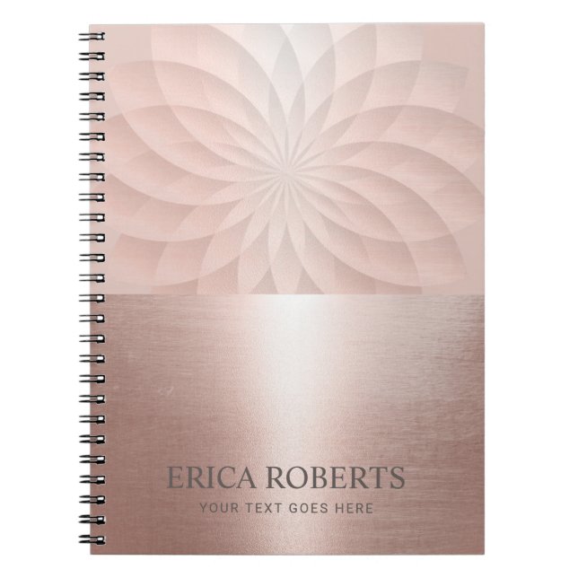 Cuaderno Rosa de Rubor moderno Gold Spiral Lotus Floral (Frente)