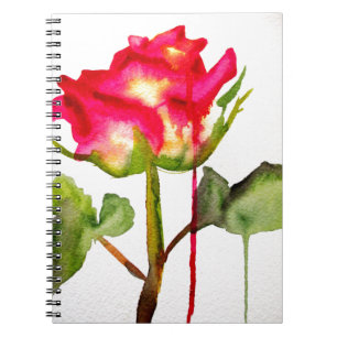 Cuaderno Rosa de té híbrido acuarela arte floral moderno