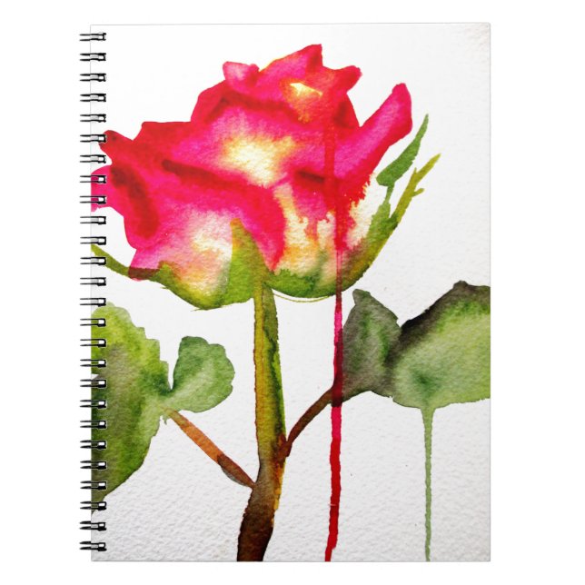 Cuaderno Rosa de té híbrido acuarela arte floral moderno (Frente)