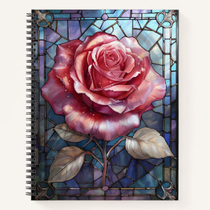 Cuaderno Rosa de vidrio manchado - Arte de ventana floral g