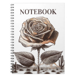 Cuaderno Rosa del Desierto, Flor Botánica Vintage
