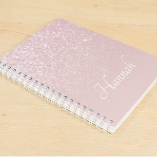 Cuaderno Rosa Desvaído Glitter Ombre Personalizado