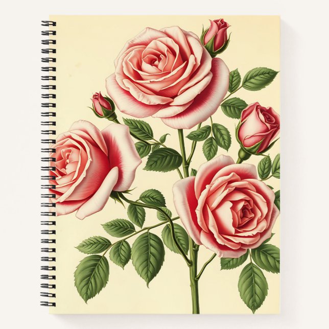 Cuaderno Rosa detallada sobre fondo de pergamino desvanecid (Anverso)
