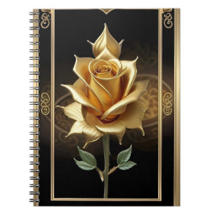 Cuaderno Rosa Dorada Con Detalles Ornamentales Elegantes
