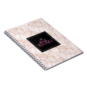 Cuaderno Rosa Dorada Pétalos de Rosa Rosa Hola Hermosa