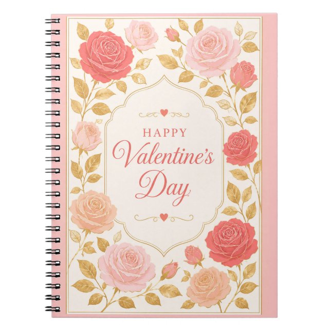 Cuaderno Rosa Dorada Romance de San Valentín (Frente)