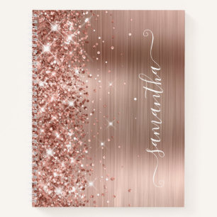 Cuaderno Rosa Dorado Brillante Moderno Firme de Niña