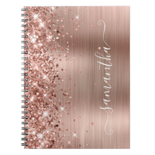 Cuaderno Rosa Dorado Brillante Moderno Firme Femenino