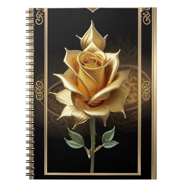 Cuaderno Rosa Dorado Con Elegantes Detalles Ornatos (Frente)