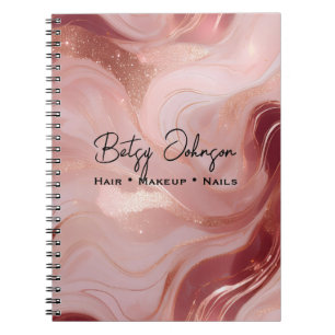 Cuaderno Rosa dorado elegante y mármol con brillo
