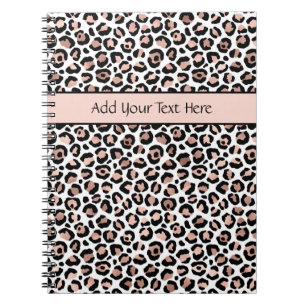 Cuaderno Rosa Dorado Estampado Leopardo Negro Chic Moderno