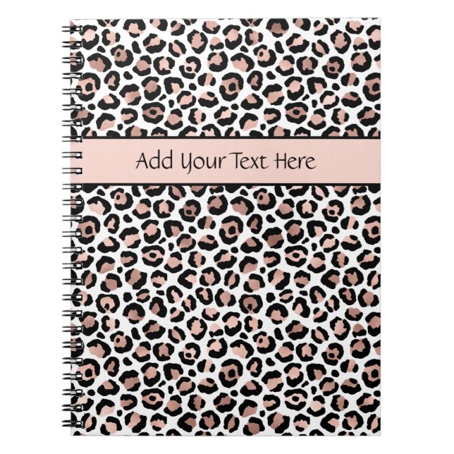 Cuaderno Rosa Dorado Estampado Leopardo Negro Chic Moderno  (Frente)