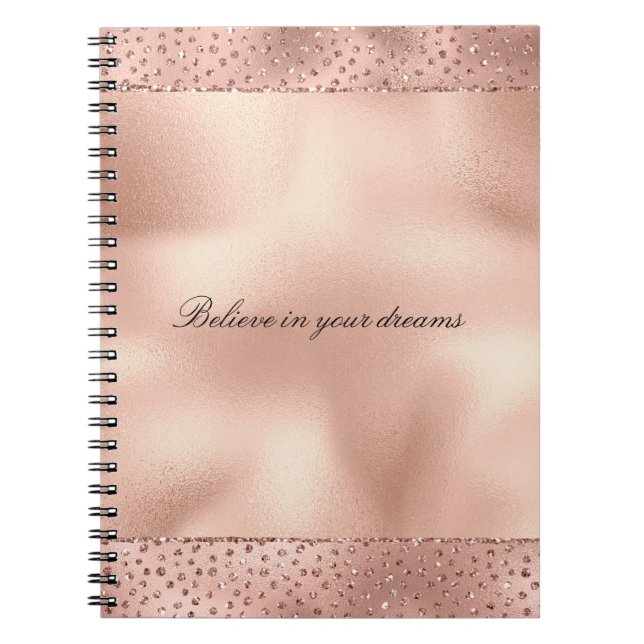 Cuaderno Rosa Dorado Glam Glitter Puntos       (Frente)