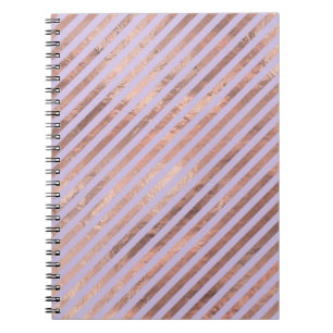Cuaderno Rosa Dorado Glamuroso con Franjas Lavanda