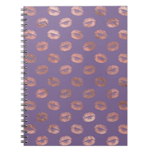 Cuaderno Rosa Dorado Glamuroso con Hojas y Labios de Lavand