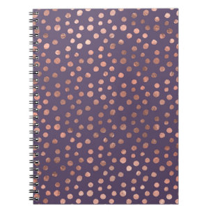 Cuaderno Rosa Dorado Glamuroso con Hojas y Puntos de Arte L