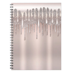 Cuaderno Rosa Dorado Helado con Diamantes Brillo Destello G