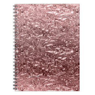 Cuaderno Rosa Dorado Líquido Cromo Metálico Chic Glam
